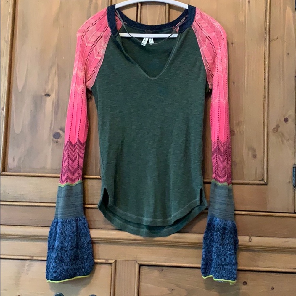 Free People Bell Sleeve Knit Top